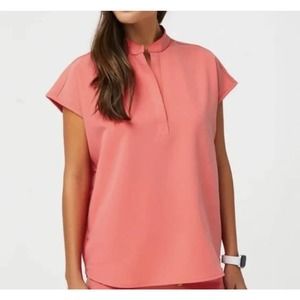 NWT FIGS Mandarin Rafaela Small Women neon Pink  Scrub Top LIMITED Edition